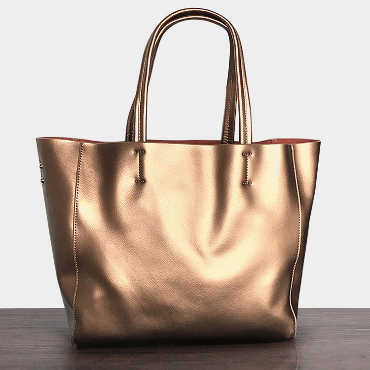 水柔珠光进口二层牛皮手提包 子母式真皮女包