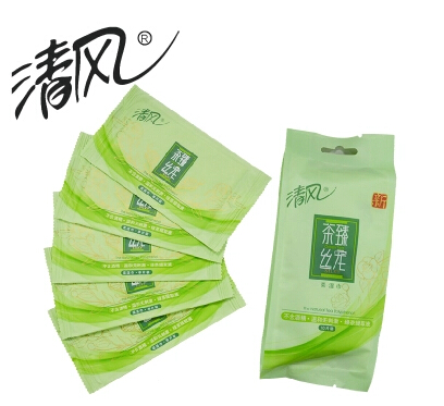 清风湿纸巾绿茶茉香湿巾10片单片装独立包装