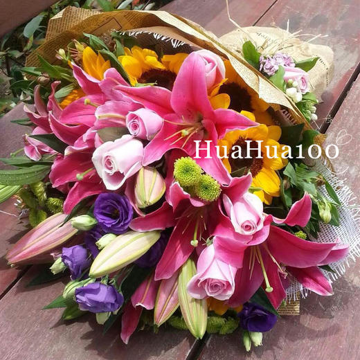 欣欣丨百合向日葵玫瑰混合花束 商品图2