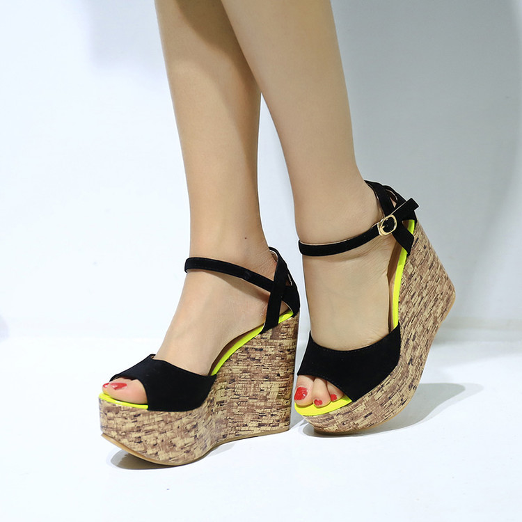 欧美性感夜店超高跟防水台厚底鱼嘴坡跟鞋凉鞋夏季新款女鞋