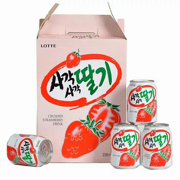 238ml韩国进口乐天粒粒草莓饮料