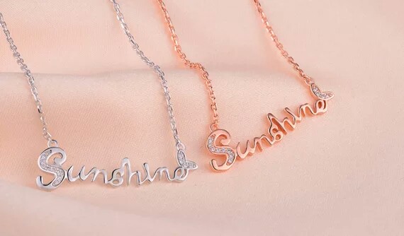 s925纯银何以笙箫默同款sunshine阳光字母 吊坠 o型女项链