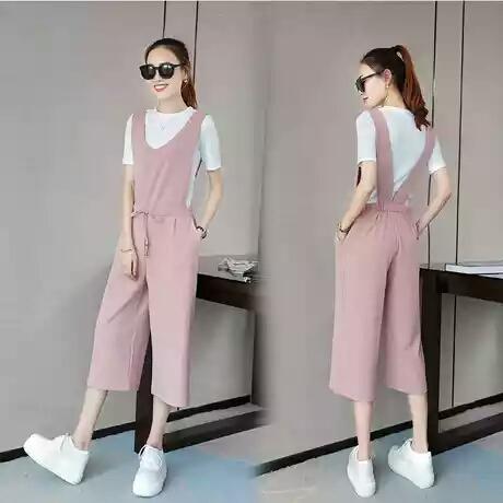 背带裤女2016夏装新款韩版女装七分雪纺阔腿裤名媛时尚两件套潮 商品图2