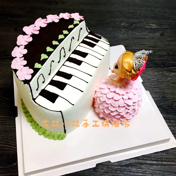 钢琴芭比公主 生日蛋糕 奶油蛋糕 派对蛋糕