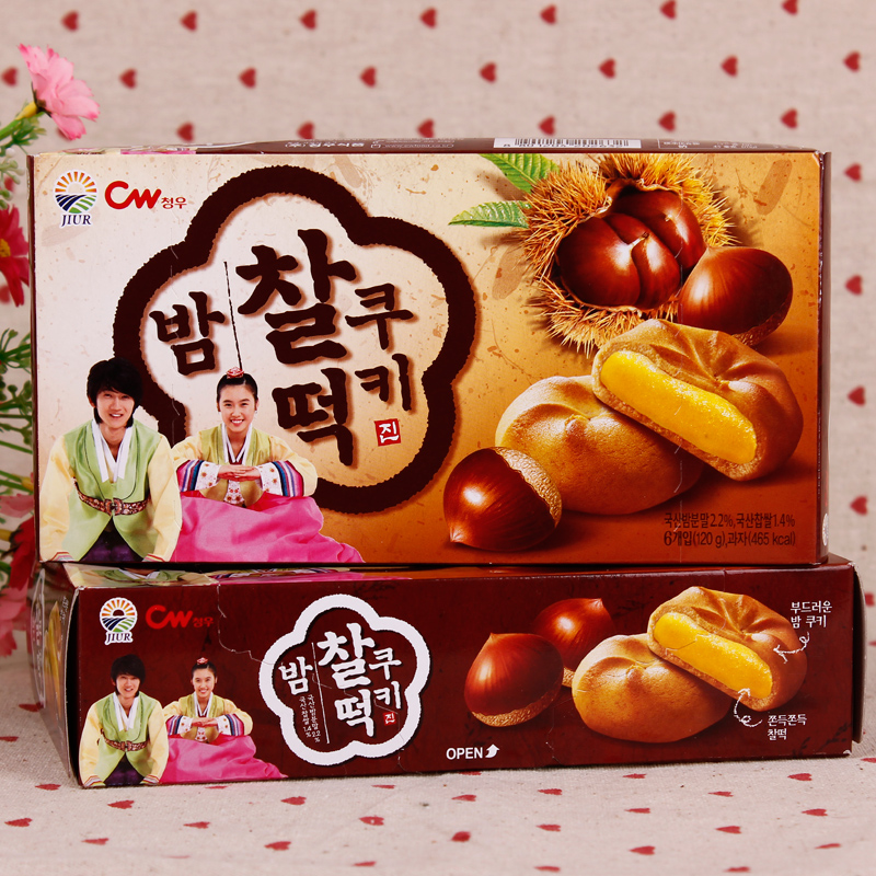 韩国九日青佑手工打糕劲道年糕120g 进口休闲零食板栗味原味