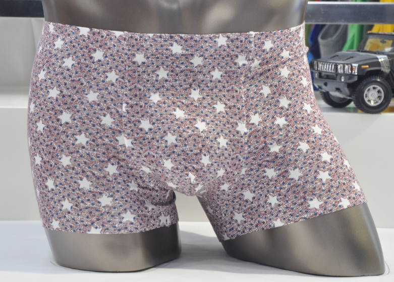 2016新款sxx身适男士高档平角内裤内折贴边蓝白星内裤sm-1163