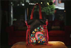 山谷居民品牌时尚苗绣单肩包/手提包 - 花无缺