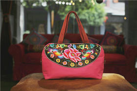 山谷居民品牌时尚苗绣单肩包/手提包 - 花海