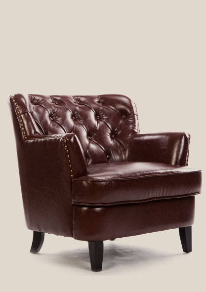 心灵之锚 · 红棕色油腊皮单沙发