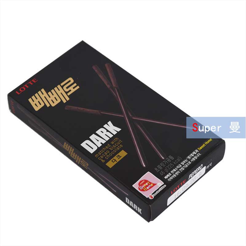 韩国进口食品乐天黑巧克力棒46g 黑盒