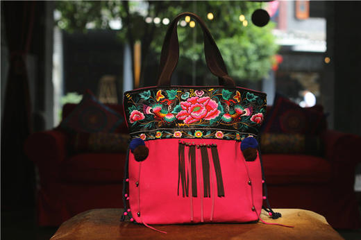 山谷居民品牌时尚苗绣单肩包/手提包 - 凤凰花开 商品图0