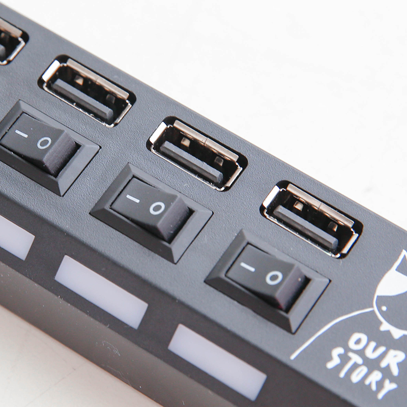 创意可爱电脑usb分线器 多接口集线器笔记本扩展带开关电源转换器