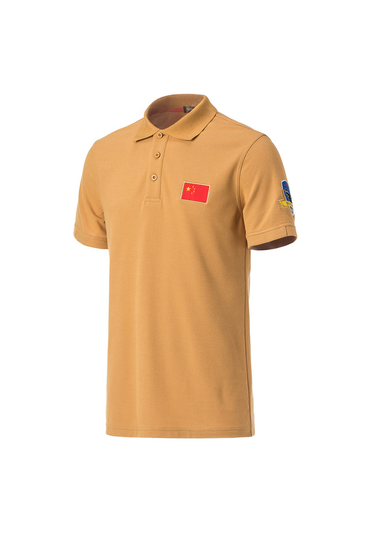 高精棉质 刺绣红旗 | 刺绣tbm作训臂章 | 短袖polo衫 沙色