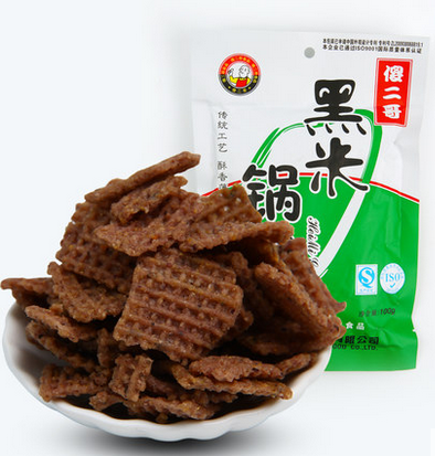 傻二哥_黑米锅巴100g 香葱味