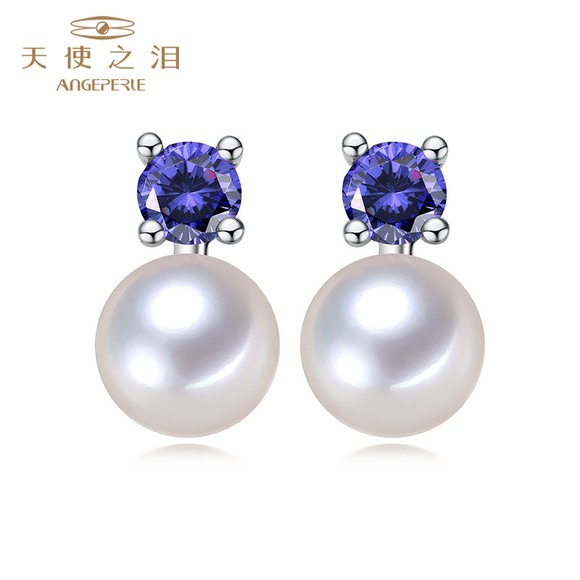 紫色迷情 天使之泪珍珠耳饰 10.5