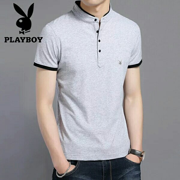 花花公子短袖t恤 2016夏新品男士简约纯色时尚修身上衣纯棉体恤潮