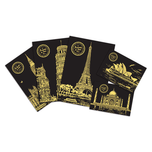 风靡韩国 雕刻时光·点亮城市刮本画 涂鸦画套装 世界名胜古迹夜景 巴黎埃菲尔铁塔 中信出版社图书 商品图1