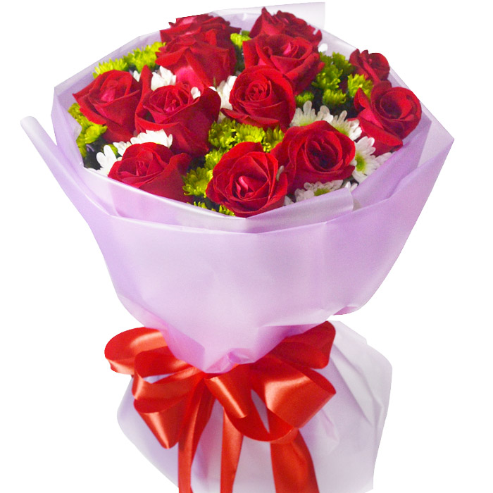 【街角的幸福】云南空运a级红玫瑰12支鲜花速递北京送花 - 小丑鲜花