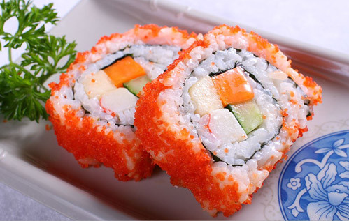 杭州彼岸进口海鲜 蟹柳鱼籽卷 6个盒装配酱油芥末 即食