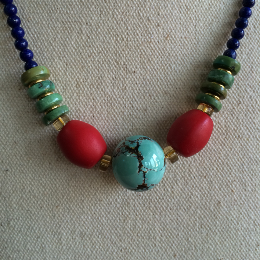 国庆特卖 原创松石雪巴青金项链