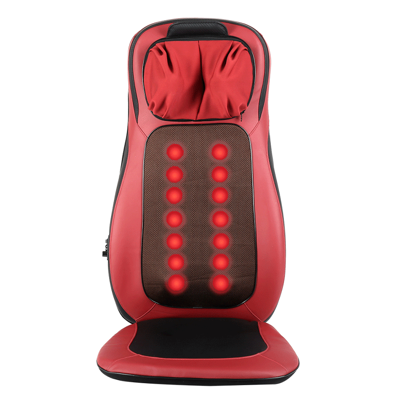 韩尚hs668按摩垫 颈椎仪颈部背部腰部按摩器 加热靠垫椅垫 红色