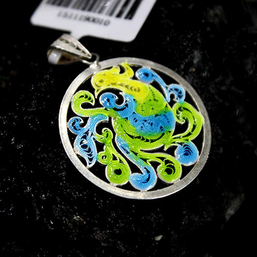 云南珐琅银饰挂坠&amp;戒指 民族金属艺术大师过鹏儒作品 商品图4