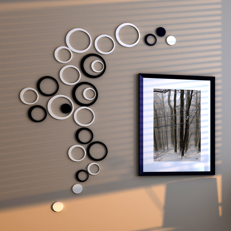 卧室客厅餐厅办公室宿舍墙电视背景墙壁装饰木质圆形3d立体墙贴