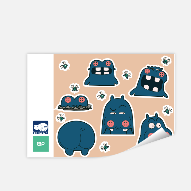 cartoon hippo2-全彩贴纸