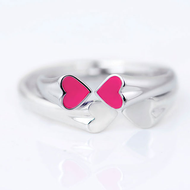 七夕情人节礼物|angs设计小学|四叶草925银情侣对戒戒指【包邮】