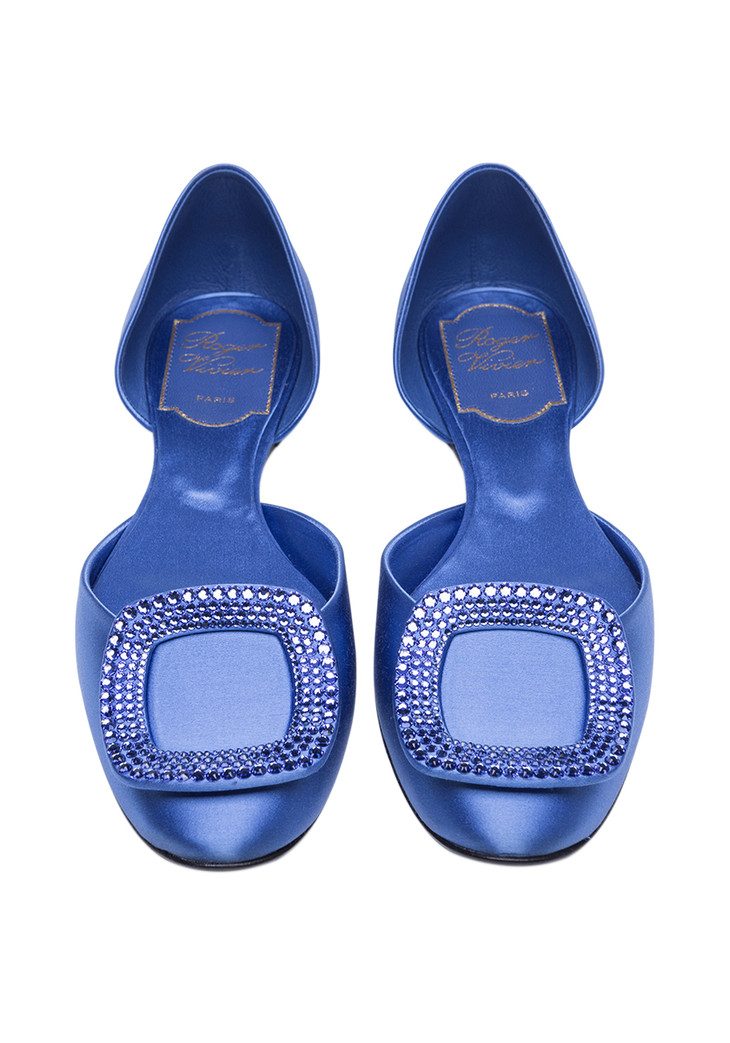 roger vivier-10毫米"chips"施华洛世奇装饰缎面浅口平底鞋