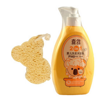 喜多婴儿洗发水沐浴露/乳400ml/瓶二合一 洋甘菊 沐浴棉
