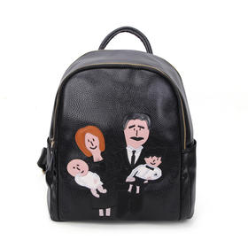 【双肩包】绣花双肩背包学院风 中学生书包 PU配旅行背包