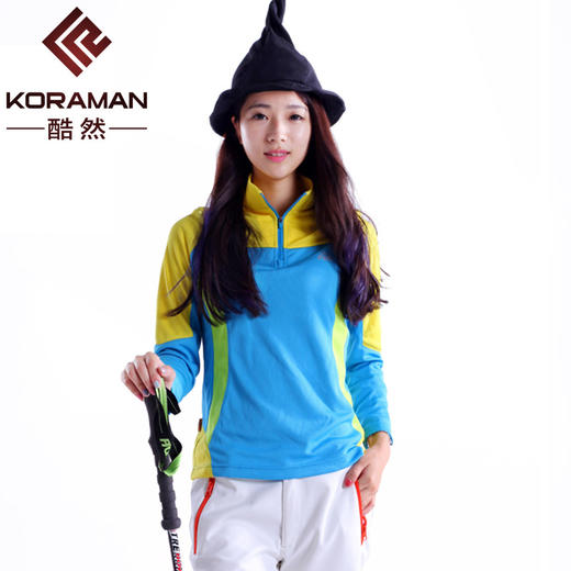 【户外速干】T恤女款运动长袖登山速干衣拼色修身夏透气休闲运动上衣 商品图0