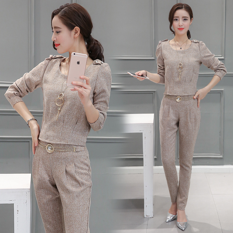 2016秋装新款韩版时尚气质秋装休闲职业装秋季两件套女潮