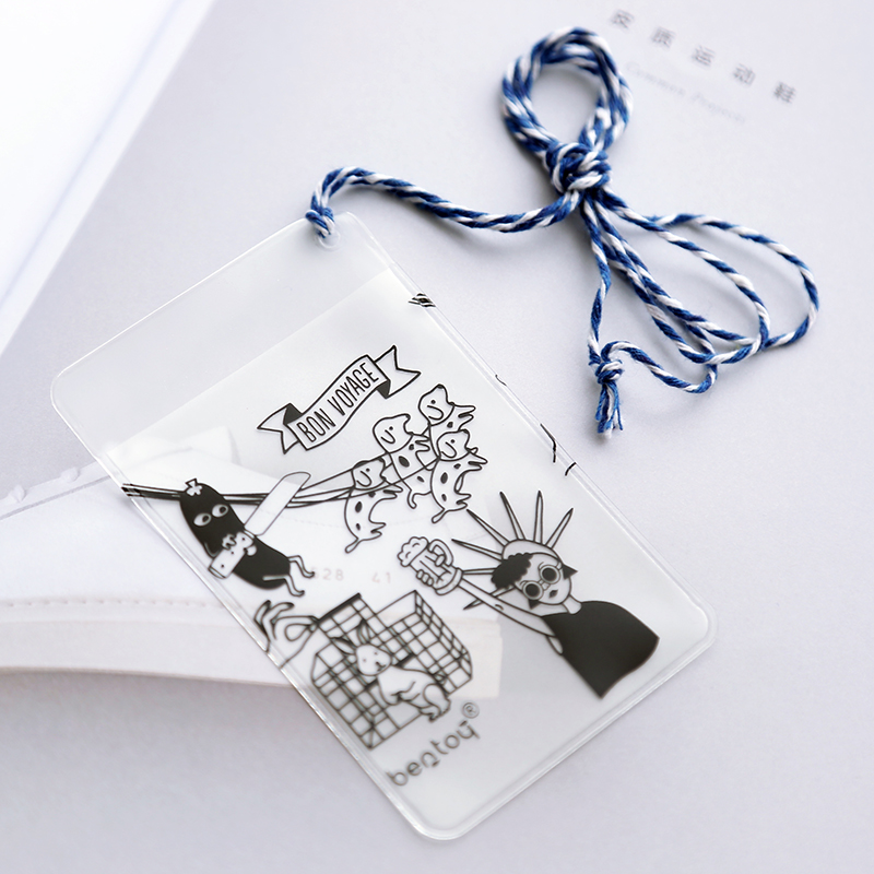 创意可爱搞怪透明卡套 pvc搞怪透明带挂绳饭卡公交卡套 证件套