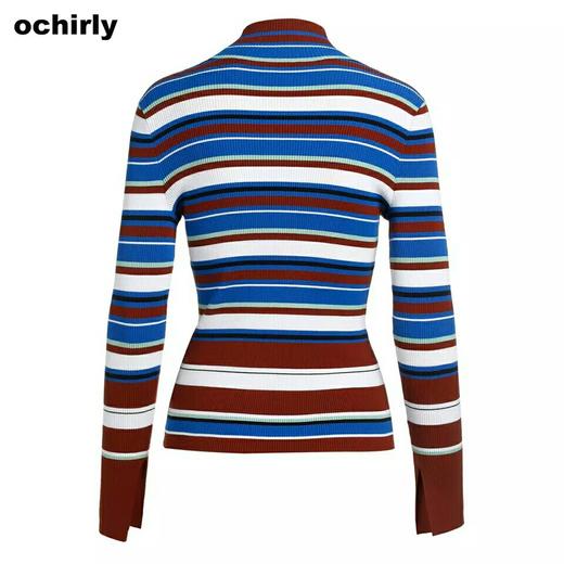 ochirly欧时力2016新女秋装撞色条纹高领针织套头衫1HJ3037570吊牌价539折后价485【待调整】 商品图2