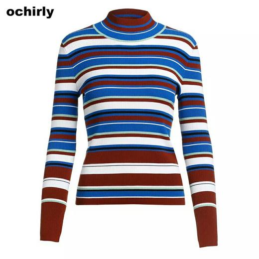 ochirly欧时力2016新女秋装撞色条纹高领针织套头衫1HJ3037570吊牌价539折后价485【待调整】 商品图1