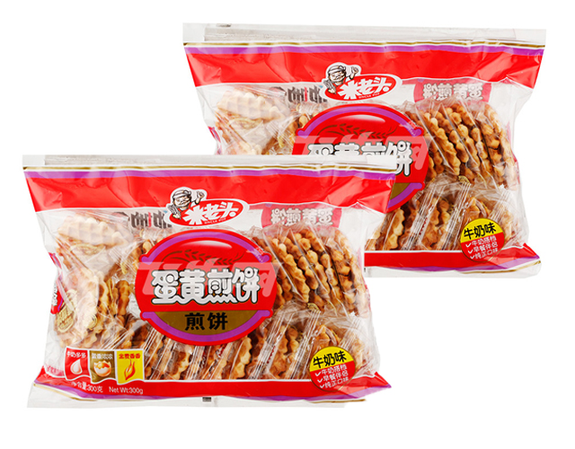 米老头蛋黄煎饼牛奶味300g/袋