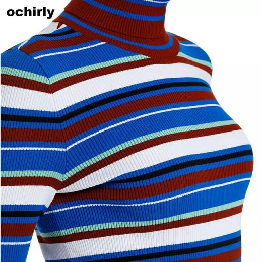ochirly欧时力2016新女秋装撞色条纹高领针织套头衫1HJ3037570吊牌价539折后价485【待调整】 商品图3
