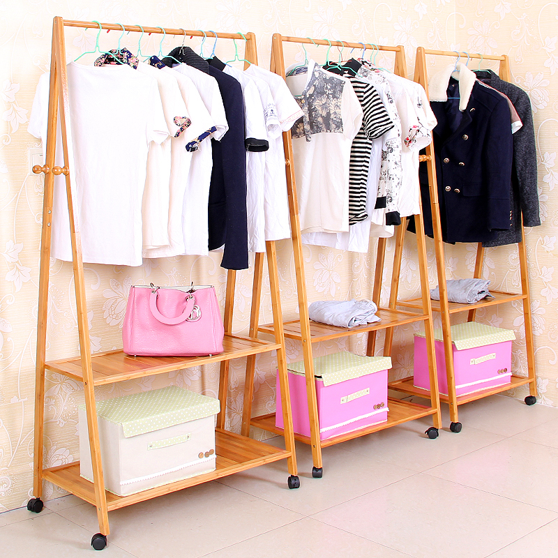 衣帽架落地衣架卧室移动实木挂衣架简约现代立式简易衣服架子欧式