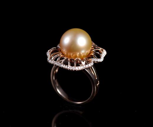 「四季·夏荷」 钻石金珍珠戒指 商品图2