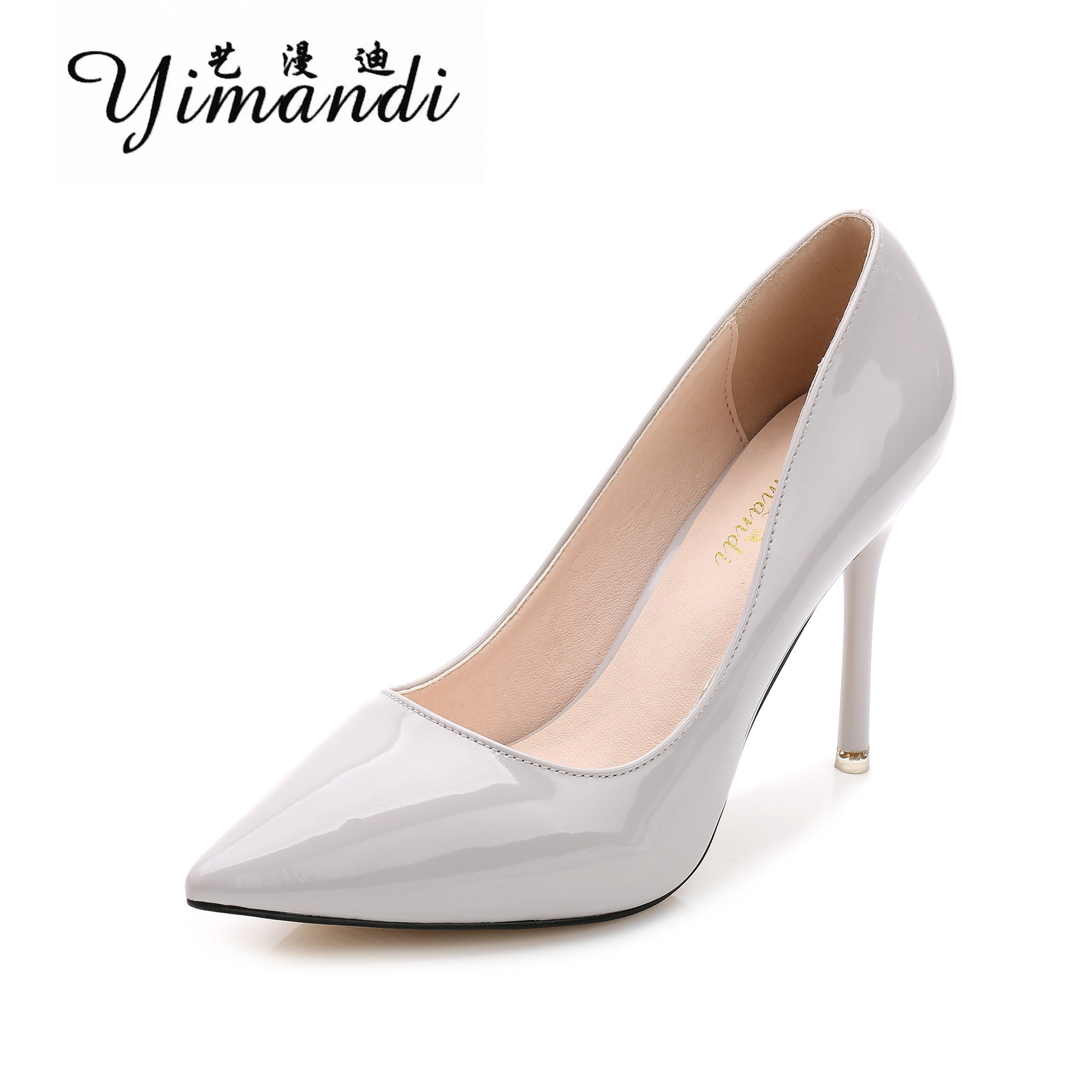 跟高跟鞋尖头浅口漆皮单鞋31-43码防水台 .