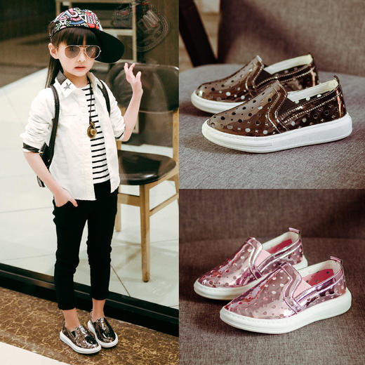 【童鞋】。童鞋女童镂空夏休闲潮鞋板鞋中大童运动鞋韩版 商品图0