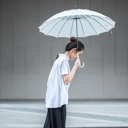女式长柄素色晴雨伞，素色纯净优雅风，手动开关 商品图1