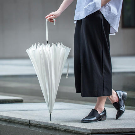 女式长柄素色晴雨伞，素色纯净优雅风，手动开关 商品图2