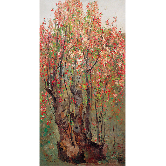 吴冠中|《海棠花》——综合版(油画)