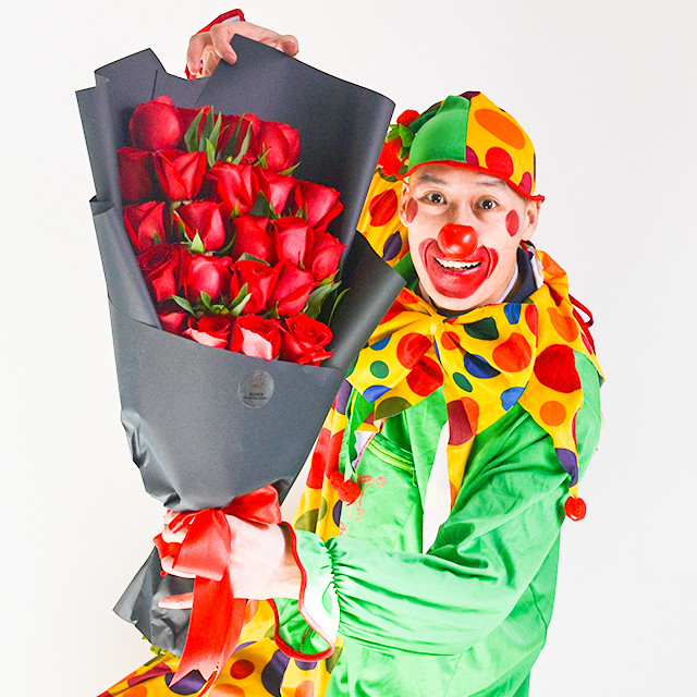 爱】云南空运a级红玫瑰22支 黑色特种纸 红色缎带花结包装 - 小丑鲜花