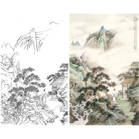 白描底稿-竖幅李子牧工笔山水人物-SV14