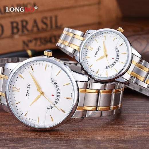 【手表】。商务石英表日历钢带表防水男款女士情侣手表 商品图0