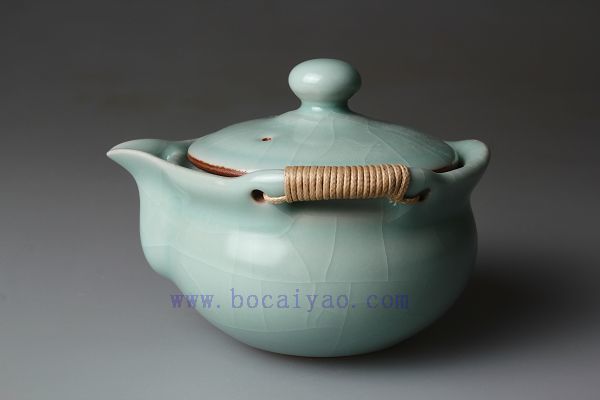 柏采汝窑 蕴玉 老釉天青 底足印章款